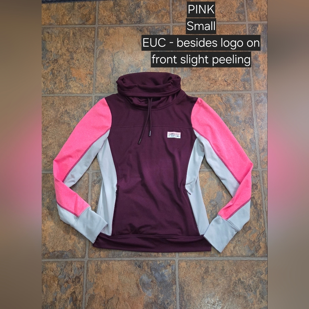 PINK Victoria's Secret Maroon and Pink Pullover